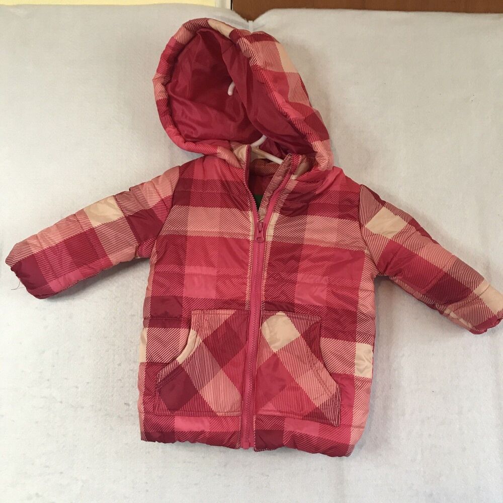 Dip child Pink Plaid 3-6 Month Puffy jacket Coat With Hood